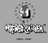 Alfred Chicken title screen for GameBoy